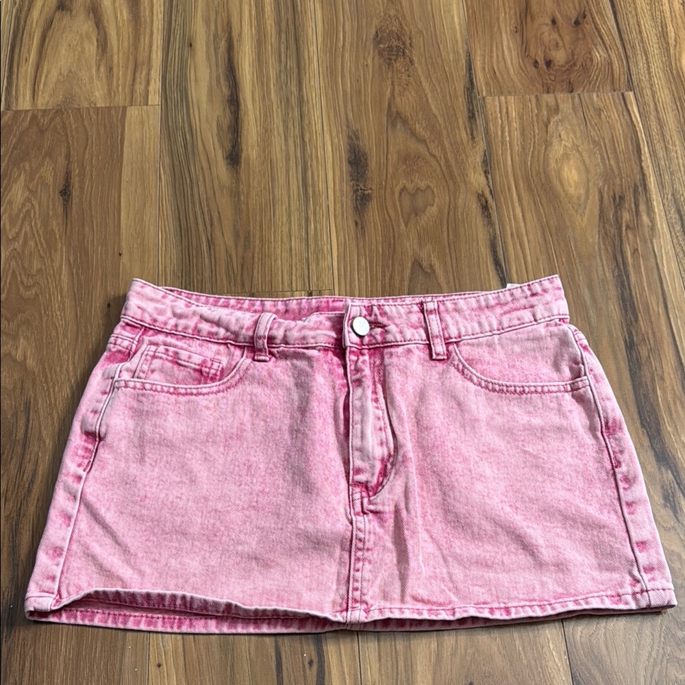 SHEIN Pink Mini Skirt Casual Denim Style
